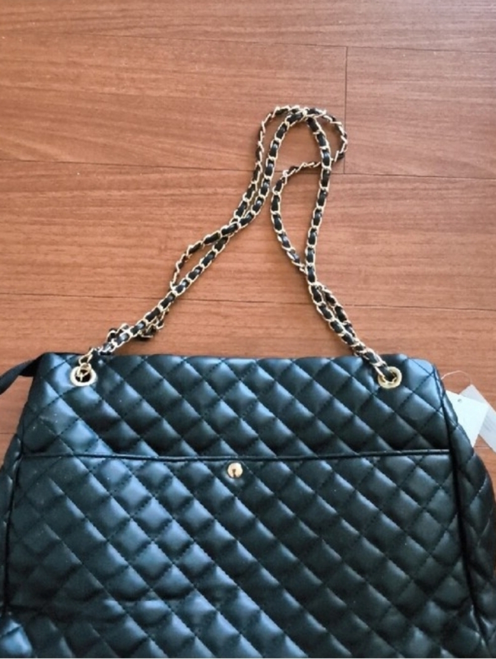 Classic Quilted Black Shoulder Bag with Chain Strap Nwt New Large - Picture 8 of 13